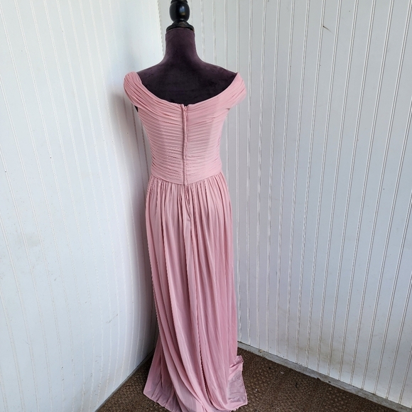 Davids Bridal Bridesmaid Gown Dress Blush Petal pink chiffon Formal size 6 - Picture 14 of 16